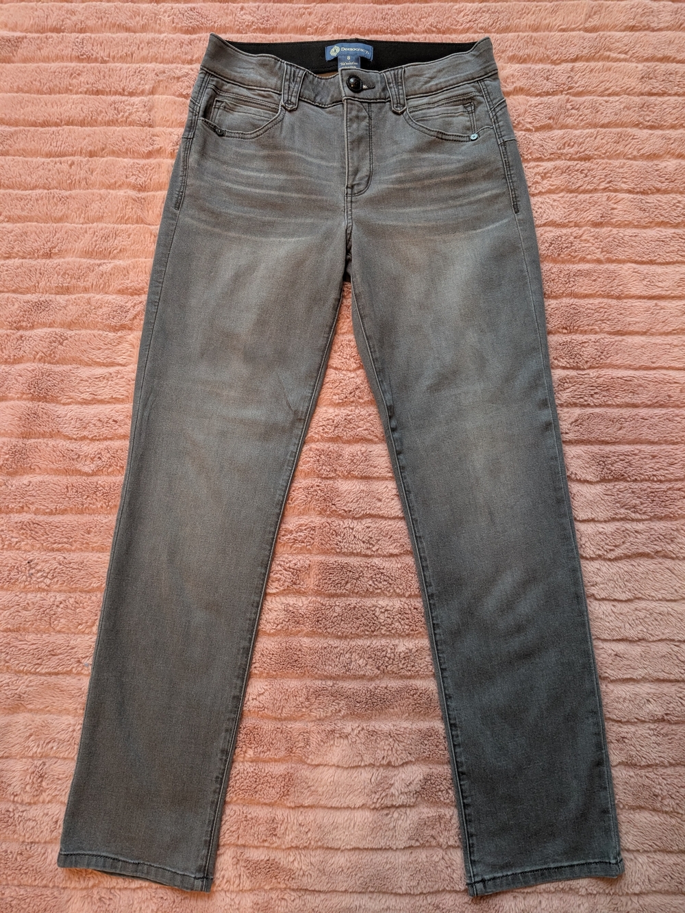 Democracy Grey Denim Stretch Straight Leg Jeans Size 8